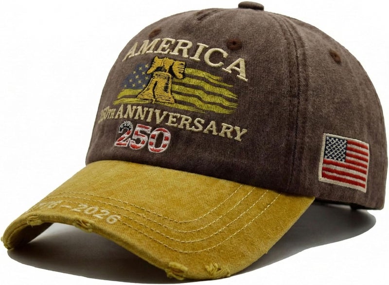 Efdaf Store USA 250th Anniversary Hat, Adjustable 250th Anniversary Printed Patriotic Baseball Caps, Tribute Retro Washed Hat - Image 2